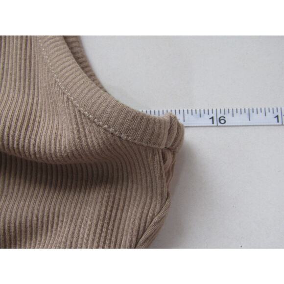 Leela & Lavendar Rayon Dress Ribbed Knit Midi sz S Neutral Raw Seam Minimalist - Picture 7 of 8